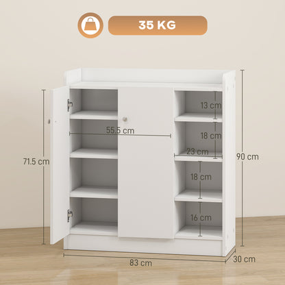 Rala Wooden White Shoe Cupboard With 2 Doors 9 Shelves