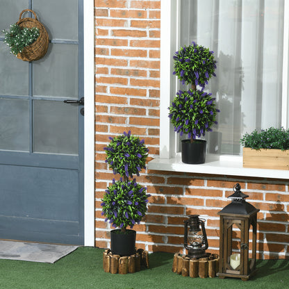 Vevayo Set Of 2 Artificial Lavender Ball Trees In Decorative Pots H8 70cm