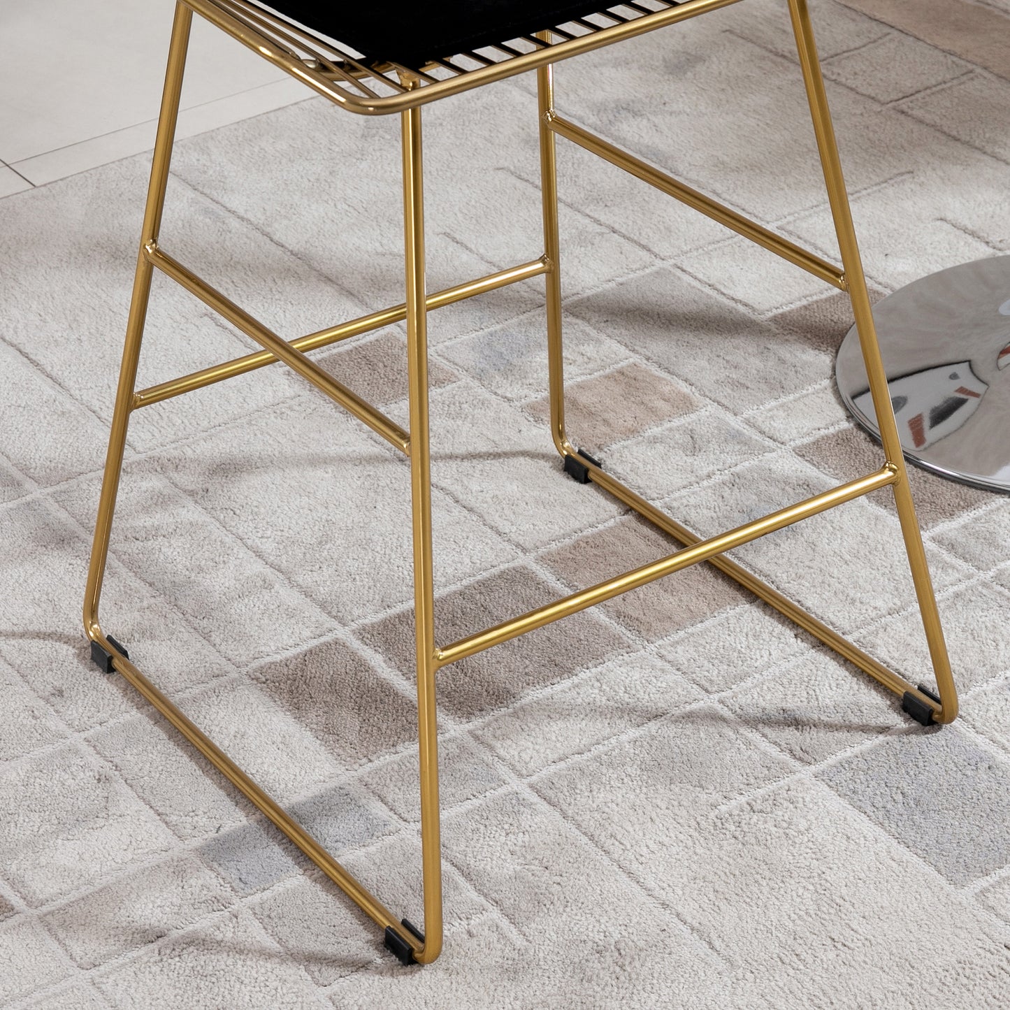 Sunira Metal Gold Counter H8 Bar Stools Set Of 2 With Wire Frame Design