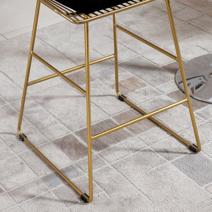 Sunira Metal Gold Counter H8 Bar Stools Set Of 2 With Wire Frame Design