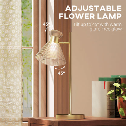 Saha Metal Gold Tone Modern Table Lamp With Adjustable Flower Style Head