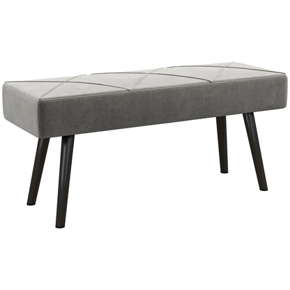 Mazuka Grey End Of Bed Bench With X Frame Black Metal Legs Geometric Pattern