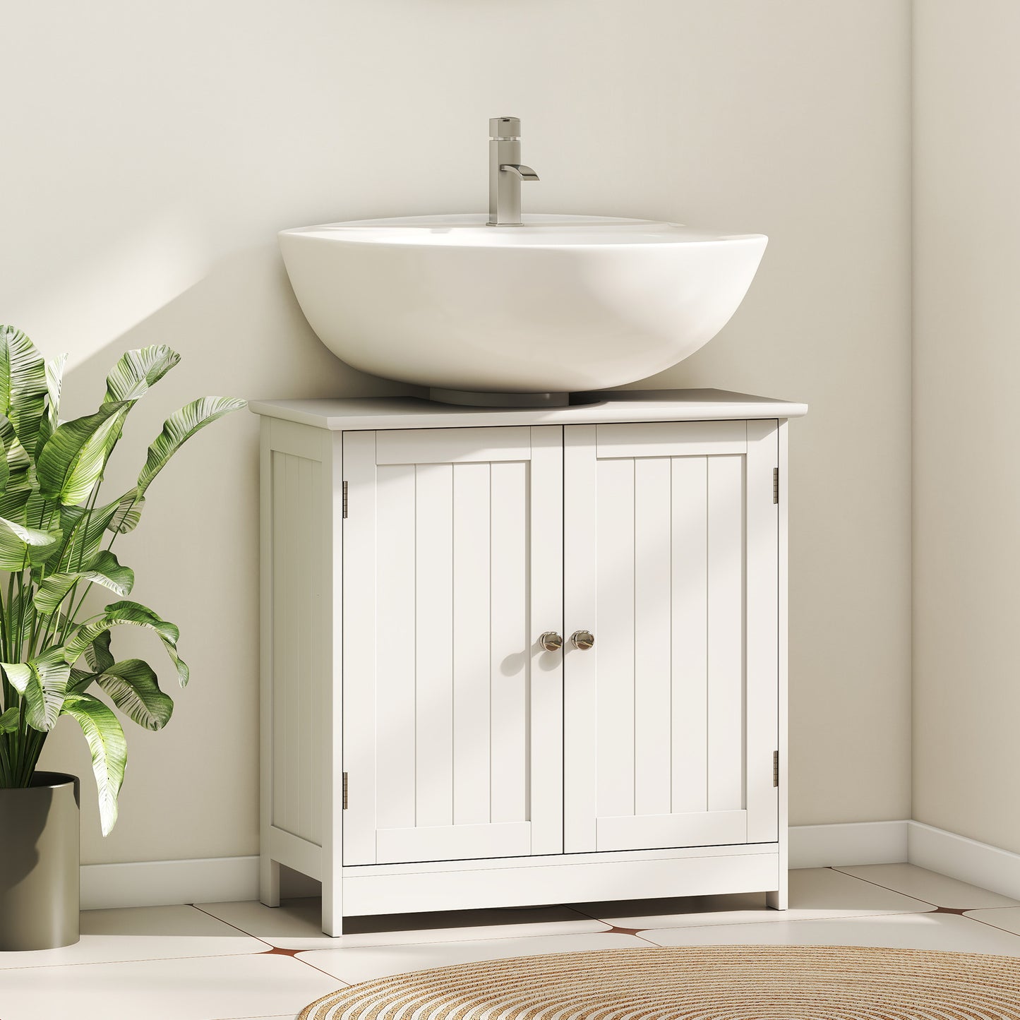 Neha Under Sink Bathroom Vanity Storage Unit With 2 Tier Interior White