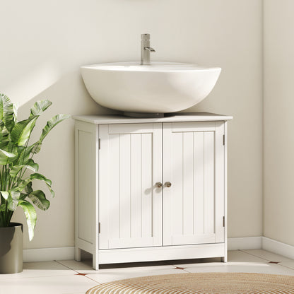 Neha Under Sink Bathroom Vanity Storage Unit With 2 Tier Interior White