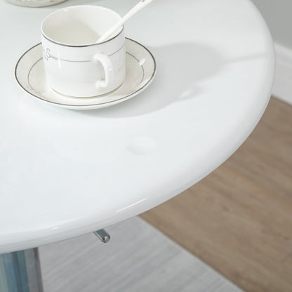 Nisapa Metal White Adjustable Round Bar Table With Swivel Top And Steel Base