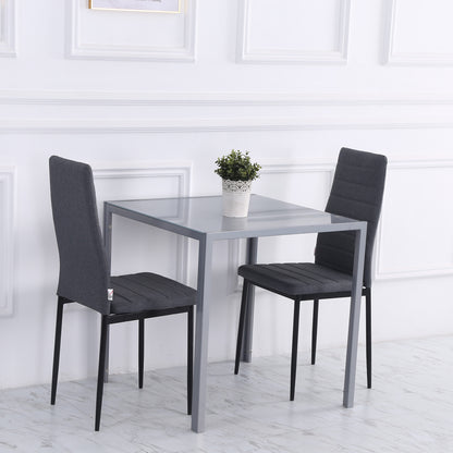Conona Metal Grey Square Glass Dining Table For 2 To 4 People