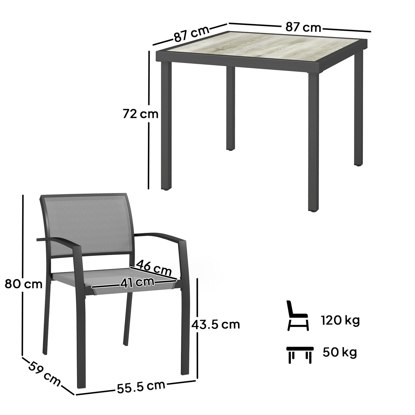 Velo 4 Seatear Grey Mesh and Metal Frame Outdoor Garden Dining Set Arched Back