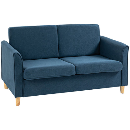Dilita Dark Blue Compact 2 Seater Sofa With Wooden Legs And Armrests
