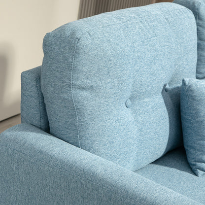 Ridozi Fabric Light Blue 2 Seater Sofa With Spring Cushions And Wooden Legs 140 cm