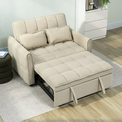 Noel Cream 3 In One 2 Seater Sofa Bed With Adjustable Back And Cushions