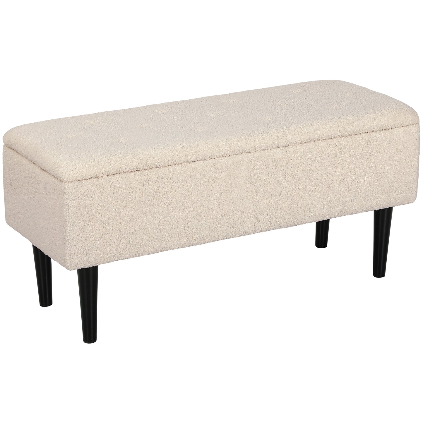 Nevano Boucle Cream Storage Ottoman Teddy Fleece