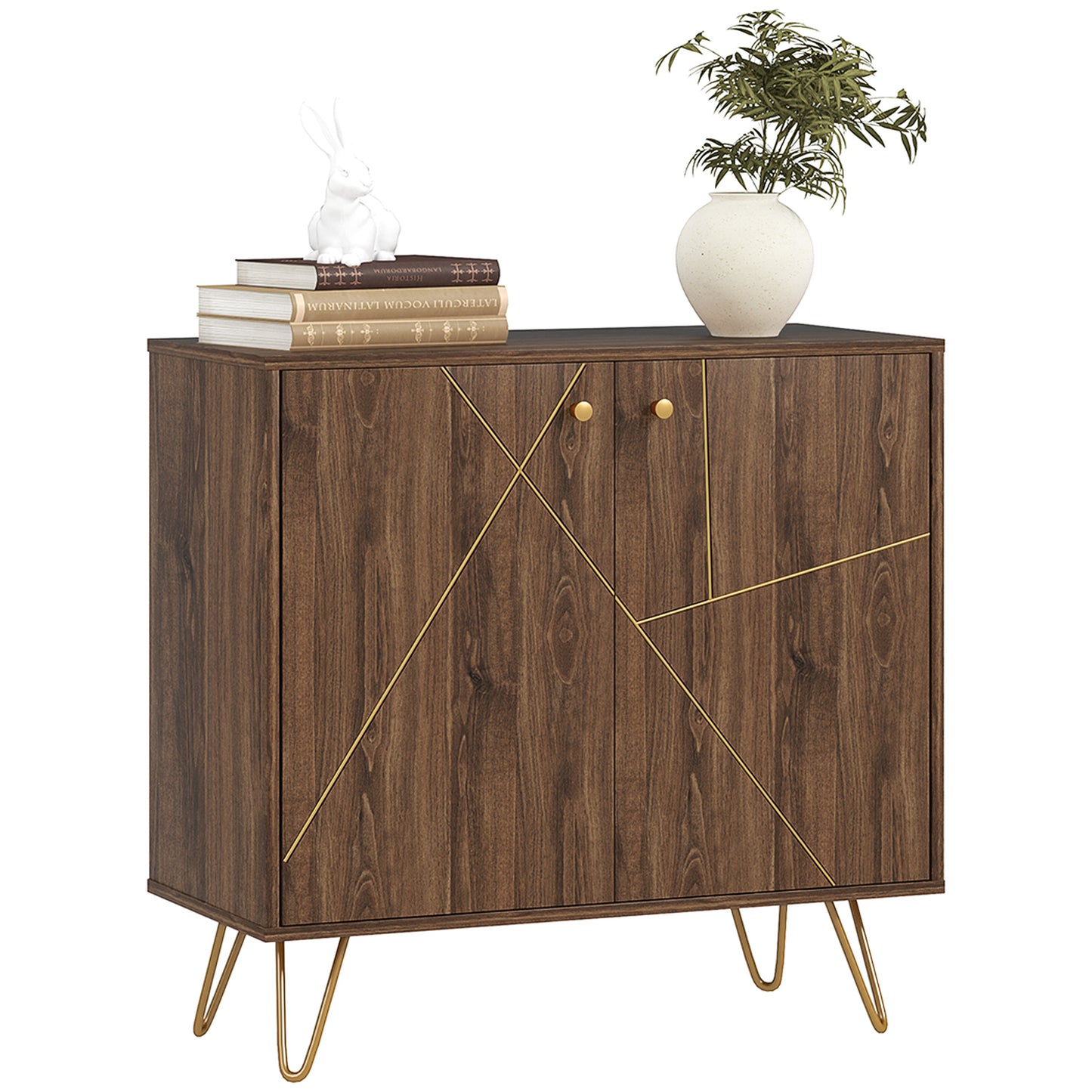 Fafi Napa Brown Sideboard With Gold Line Detail Hairpin Legs