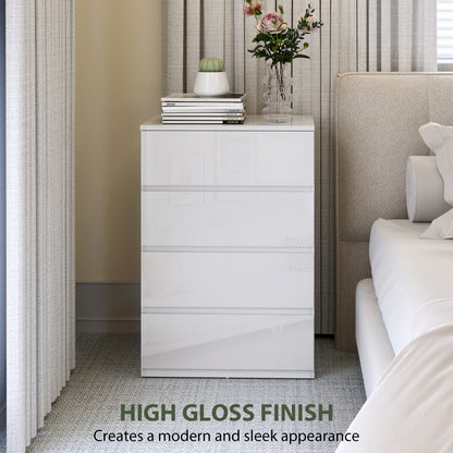Elel High Gloss White 4 Drawer Modern Storage Chest