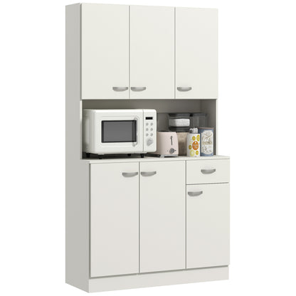 Rasu 180cm Wooden White Freestanding Kitchen Pantry Storage Cabinet Pantry