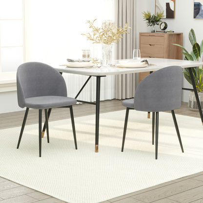 Ladori Fabric Grey Contemporary Dining Chairs Set Of 2 With Soft Upholstered Seats