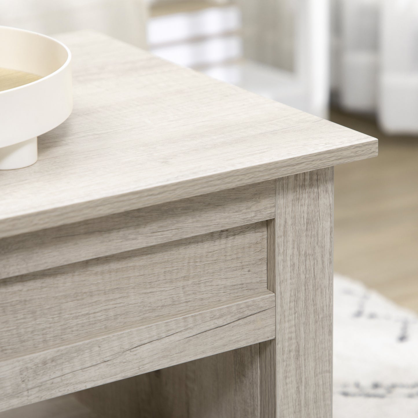 Tonodo Wooden Oak Effect Lift Top Coffee Table With Storage and Bottom Shelf