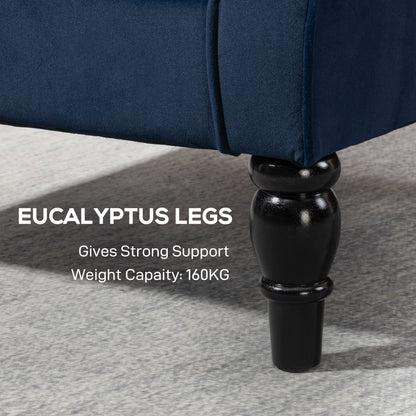 Rake Dark Blue Retro Wingback Accent Chair With Button Tufted Upholstery