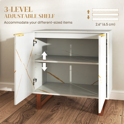 Redi Sora White And Gold Elegant Sideboard With Ribbed Finish