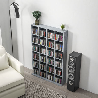 Kavilu Wood Cement Grey CD Storage Cabinet With Adjustable Shelves 89 x 130.5 cm