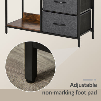 Disabapa Fabric And Wood Black Storage Chest With 3 Drawers And 2 Display Shelves
