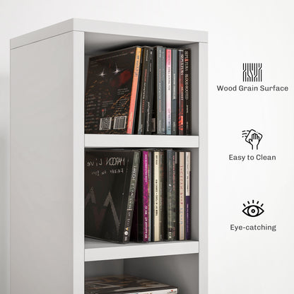 Manina Wood White Tall Narrow CD Storage Tower With 204 Disc Capacity