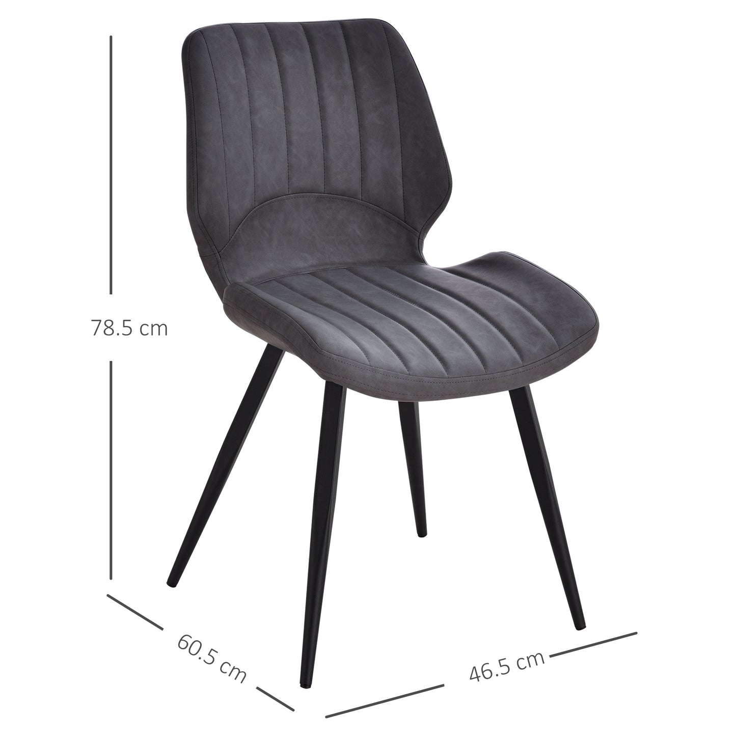 Vielco Faux Leather Grey Upholstered Dining Chairs Set Of 2 With Steel Frame