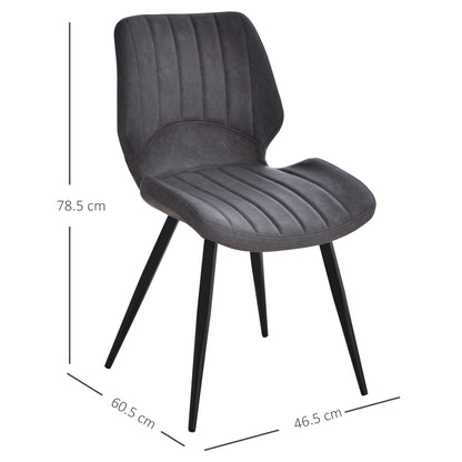 Vielco Faux Leather Grey Upholstered Dining Chairs Set Of 2 With Steel Frame