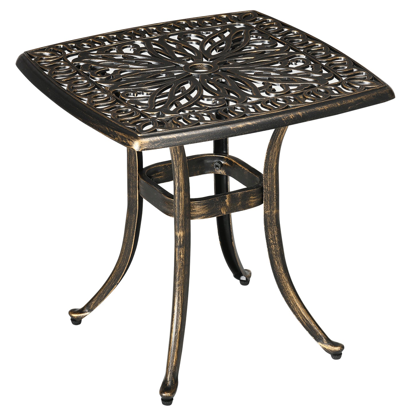 Mave Cast Aluminium Bronze Patio Coffee Table With Central Umbrella Hole