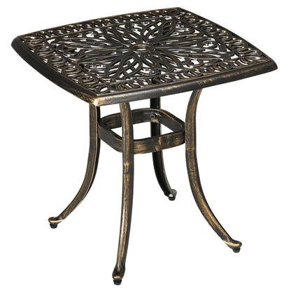 Mave Cast Aluminium Bronze Patio Coffee Table With Central Umbrella Hole