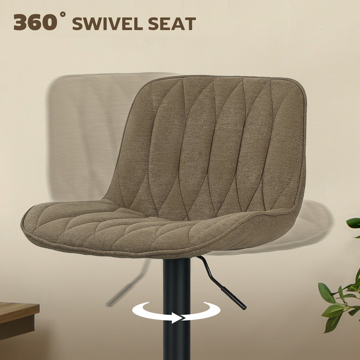 Sehake Fabric Brown Linen Look Bar Stools Set Of 2