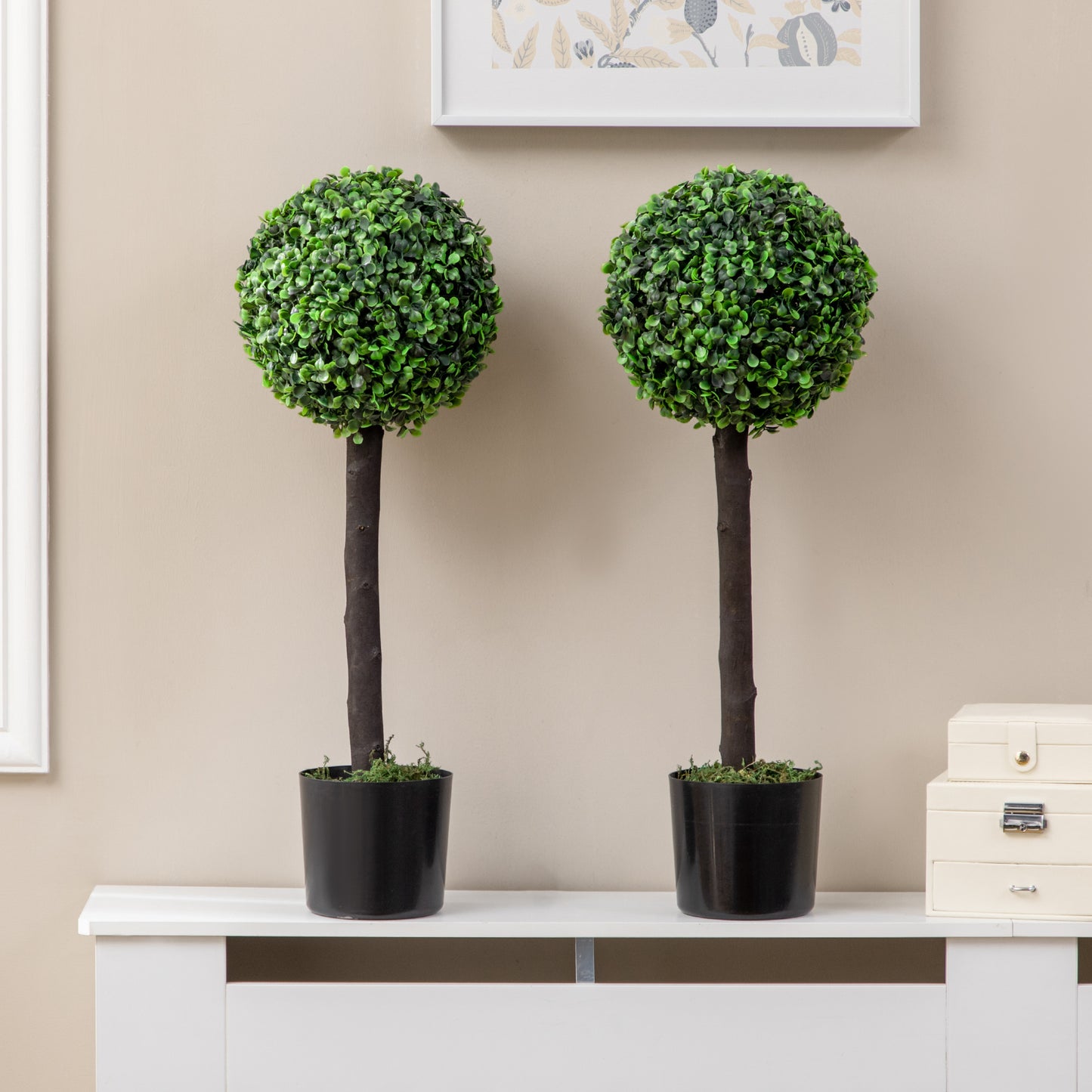 Losasa Zimo Set Of 2 Artificial Boxwood Ball Trees Suitable For Indoor Or Outdoor Settings