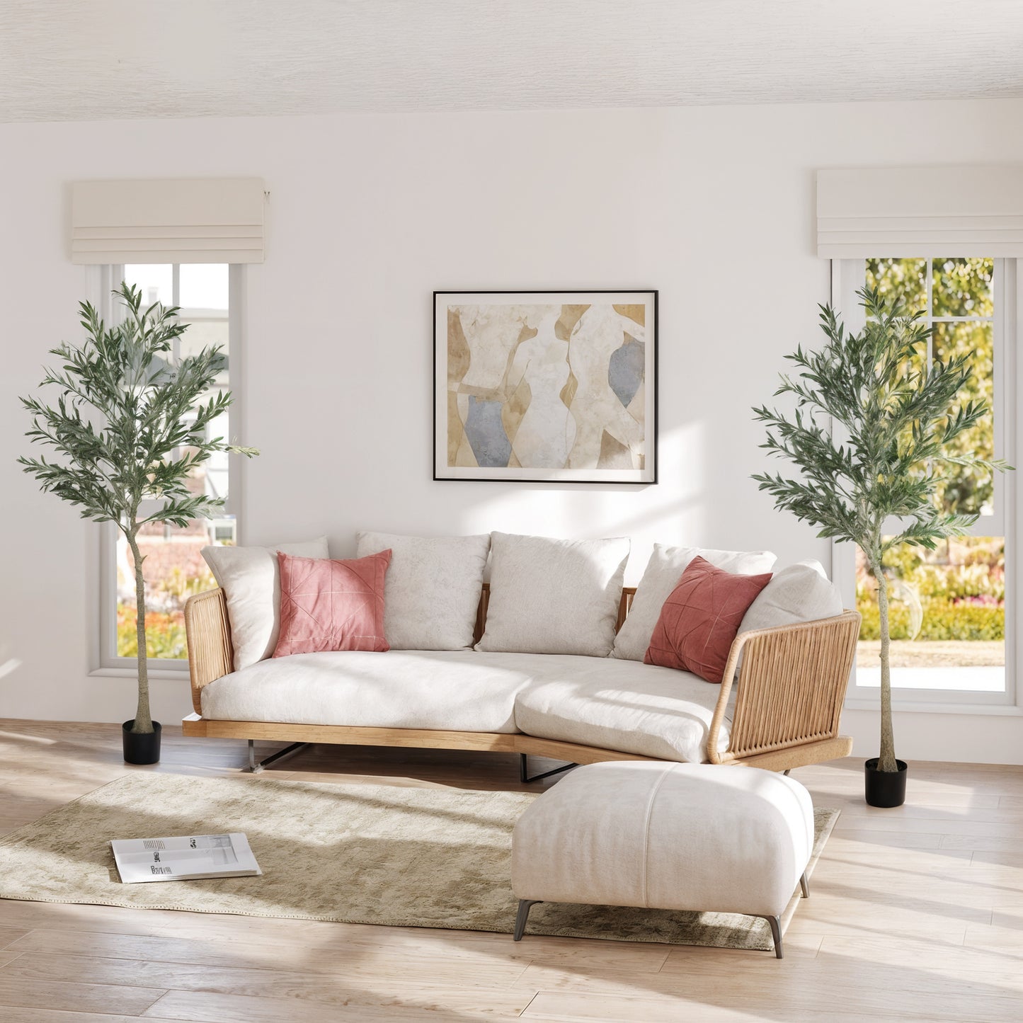 Dokeha Kata Set Of 2 Artificial Olive Style Trees With Silk Leaf Finish