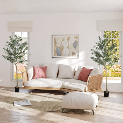 Dokeha Kata Set Of 2 Artificial Olive Style Trees With Silk Leaf Finish