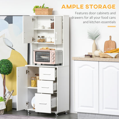 Cohana Wooden White Modern Kitchen Cupboard With 3 Drawers And Open Counter