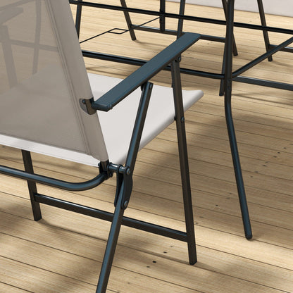 Lobama 6 Seater Grey Mesh Garden Dining Set with Glass Top Table and Folding Chairs