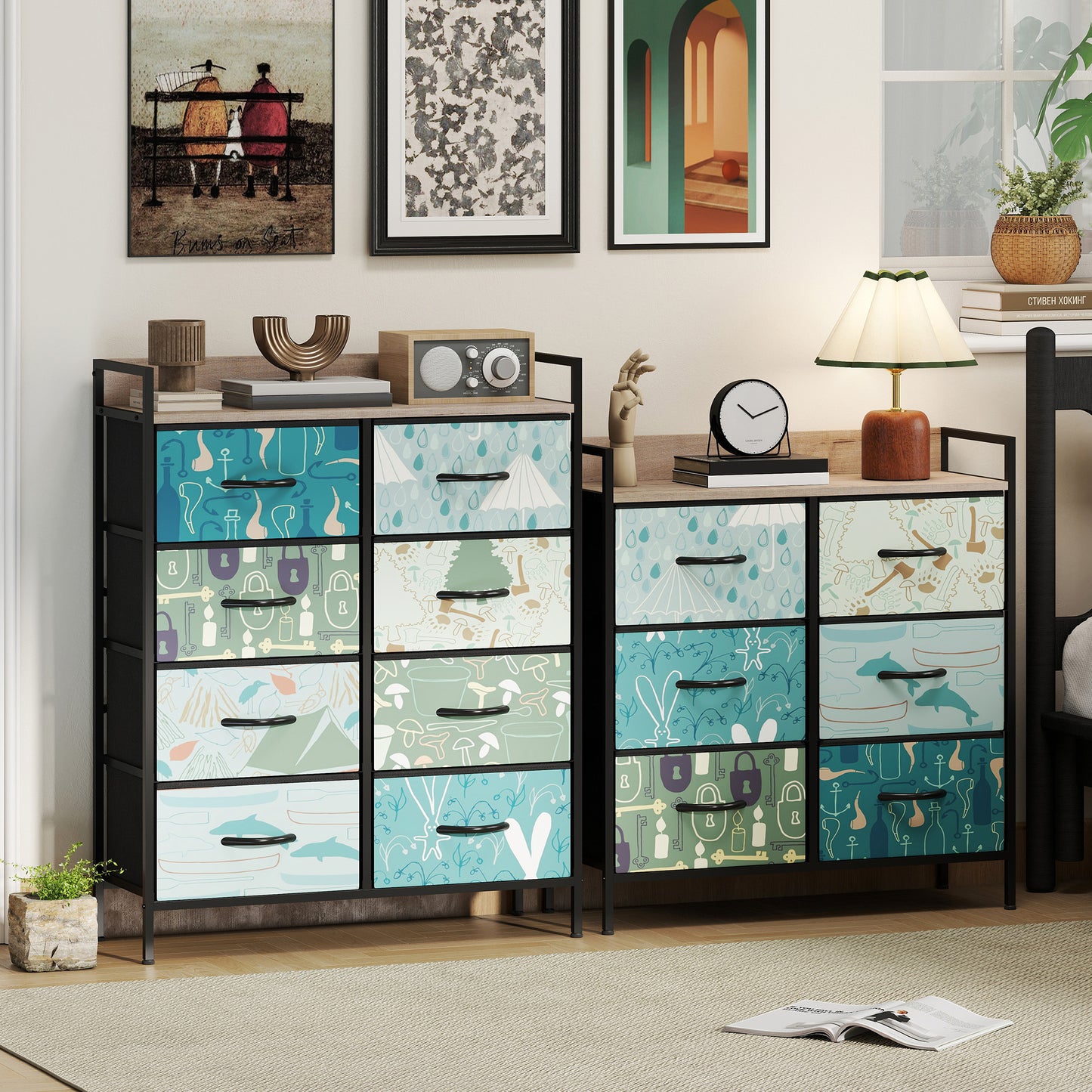 Sambo Wooden Blue 6 Drawer Storage Chest