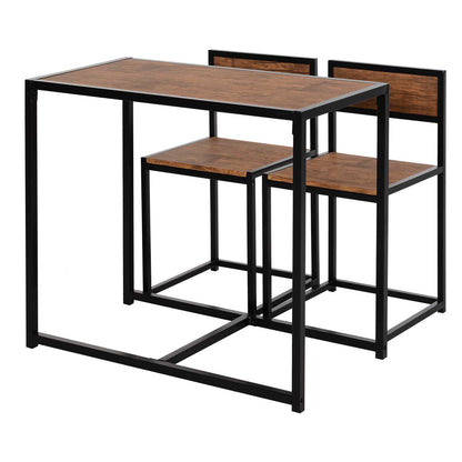 Lottopa Metal And Wooden Natural Compact Dining Table And Chair Set For Small Kitchens