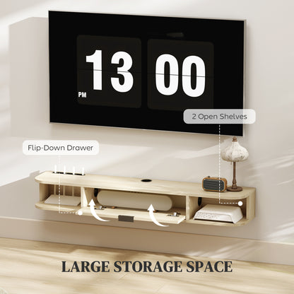 Avalani 120cm Natural Finish Floating TV Unit For Screens Up To 50 Inches