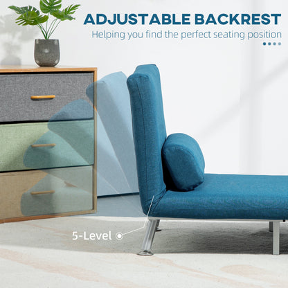 Lavili Keno Linen Look Blue Single Sleeper Chair