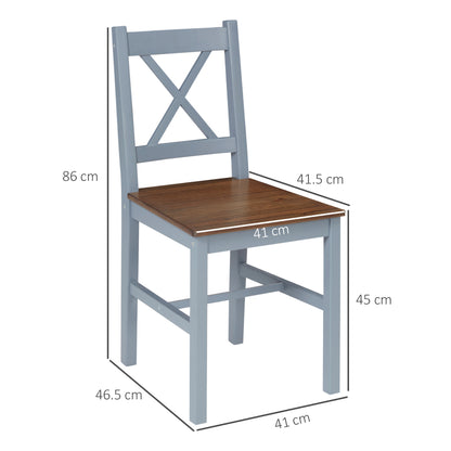 Vinnetti Solid Wood Grey Cross Back Dining Chairs Set Of 2 With Classic Structure