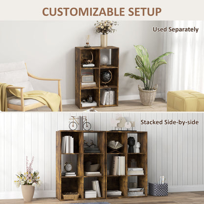 Mike Wood Rustic Brown 6 Cube Storage Bookcase