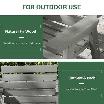 Loke Fir Wood Grey Convertible Outdoor Bench Expanding From 2 To 3 Seats