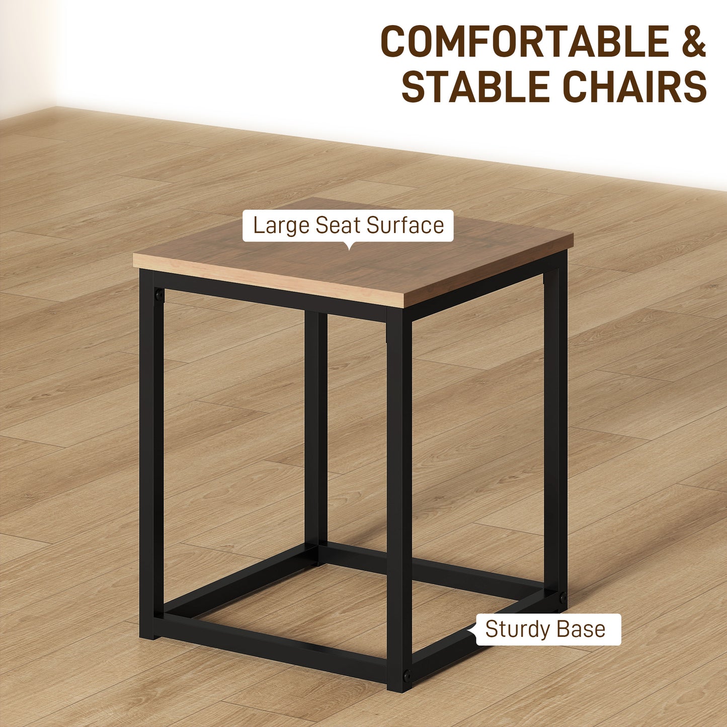 Sajonia Metal And Wooden Brown 5 Piece Industrial Dining Table And Stool Set
