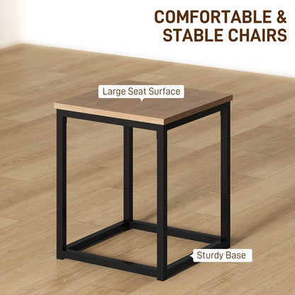 Sajonia Metal And Wooden Brown 5 Piece Industrial Dining Table And Stool Set