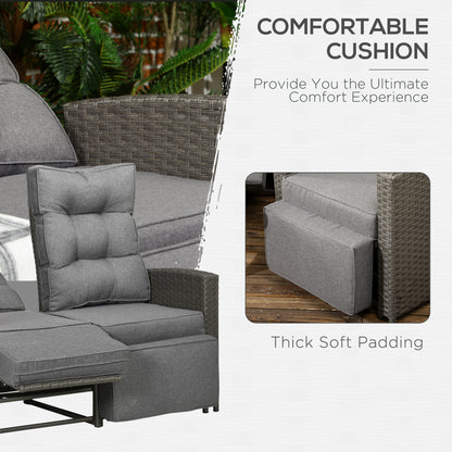 Rayo Grey Rattan 4 Seater Outdoor Sofa Set With Glass Top Table