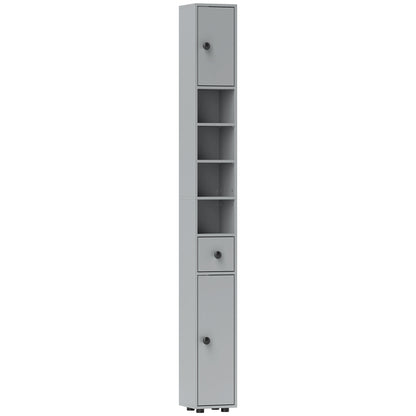 Tasere Tall Slim Bathroom Storage Cabinet With Drawers Shelves And Cupboards Grey