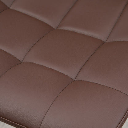 Ninora Set Of 2 Brown Tufted Faux Leather Swivel Bar Stools With Back Support