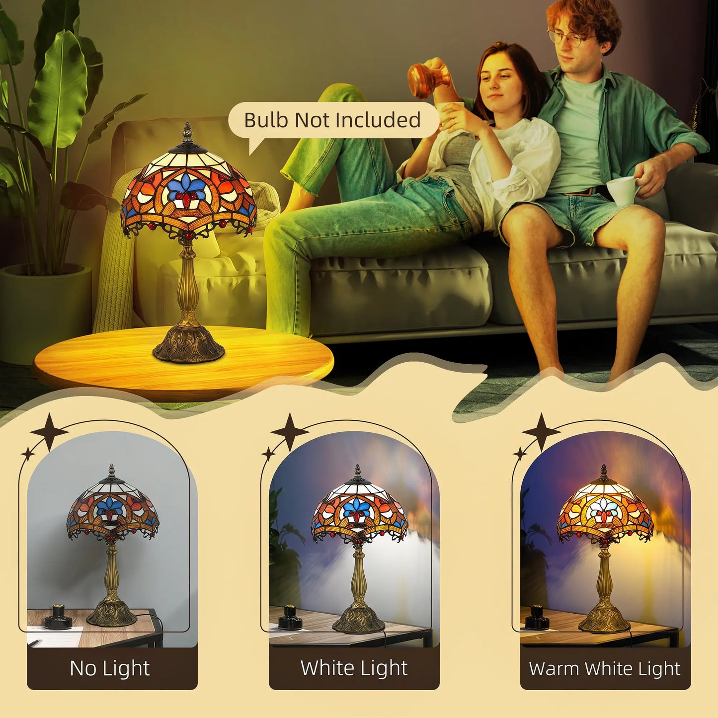 Capitti Glass And Metal Multicoloured Stained Glass Table Lamp With Zinc Alloy Base