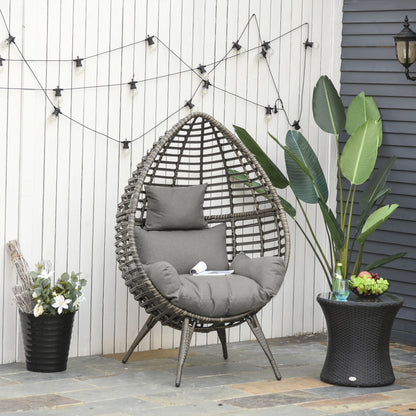 Luyono Rattan Rope Grey Teardrop Outdoor Egg Chair With Cushions