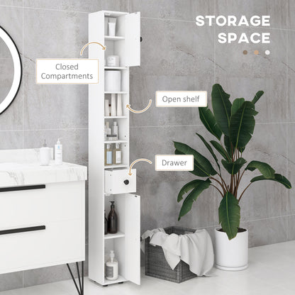 Lakeva Extra Tall Slim Bathroom Storage Cabinet With Multi Layer Internal Compartments White